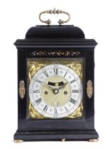 A QUEEN ANNE EBONISED BRACKET CLOCK BY JOANNES MONDEHARE LONDON, LATE 17TH / EARLY 18TH CENTURY