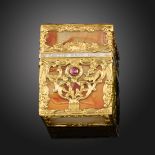 A George III rectangular necessaire, in the style of James Barbot, the orange agate panels with