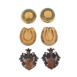 A pair of Russian horseshoe-design gold studs, marked with St. Petersburg stamp, 2.5cm high, a