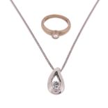 A diamond-set 18ct white gold pendant, of boteh form and set with a round brilliant-cut diamond,