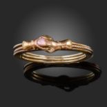 A 19th century gold fed‚ gimmel ring, the clasped hands opening to reveal a heart, size L 1/2