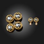 A hematite and gold dress set by Verdura, comprising a pair of cufflinks and two studs, set with