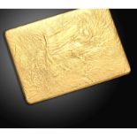 A 9ct gold samorodok-style rectangular cigarette case by Dunhill, with slide-action spring-loaded