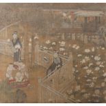 ANONYMOUS (QING DYNASTY) YOUNG LADIES AND BOYS BESIDE A LOTUS POND A Chinese painting, ink and