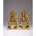 TWO CHINESE GILT BRONZE FIGURES OF AMITAYUS 18TH CENTURY Each seated in dhyanasana on a