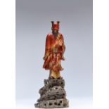 A CHINESE SOAPSTONE FIGURE OF THE IMMORTAL HAN ZHONGLI 18TH CENTURY Standing with his hair tied in