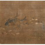 AFTER LAI AN CARP AND FROG A Chinese painted album leaf, ink and colour on silk, apocryphal