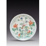 A CHINESE FAMILLE VERTE 'PHEASANT AND PEONY' DISH KANGXI 1662-1722 Brightly enamelled with a