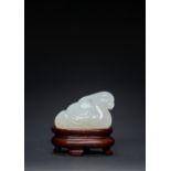 A FINE CHINESE WHITE JADE CARVING OF A MANDARIN DUCK MING OR EARLY QING DYNASTY The white stone with