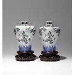 A PAIR OF CHINESE DOUCAI 'SANDUO' VASES, MEIPING LATE QING DYNASTY/REPUBLIC PERIOD Each painted with