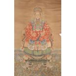 ANONYMOUS (QING DYNASTY ) TWO CHINESE ANCESTOR PORTRAITS Two Chinese paintings, ink and colour on