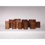 FIFTEEN CHINESE BAMBOO BRUSHPOTS, BITONG 19TH/20TH CENTURY Variously decorated with figures,