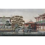 ANONYMOUS (19TH CENTURY) LANDSCAPE A set of four Chinese pith paper paintings, depicting Chinese