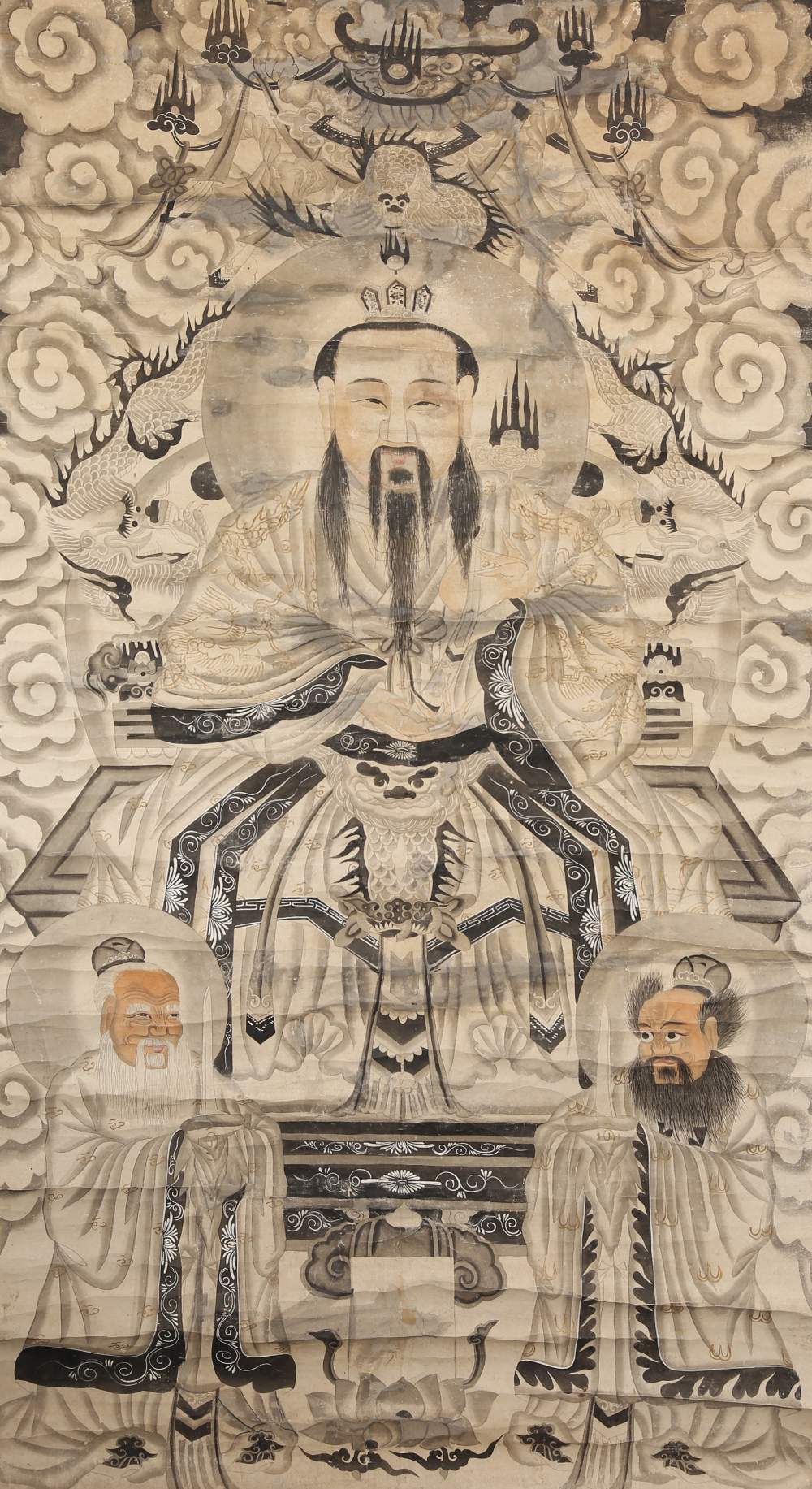 ANONYMOUS (19TH CENTURY) A PAIR OF CHINESE DAOIST ANCESTOR PORTRAITS A pair of Chinese paintings, - Image 2 of 2