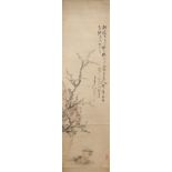GAO FENGHAN (1683-1749) PLUM BLOSSOMS A Chinese scroll painting, ink and colour on paper,