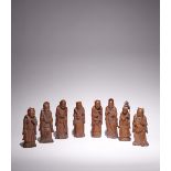 A SET OF CHINESE BAMBOO FIGURES OF THE EIGHT IMMORTALS LATE QING DYNASTY/REPUBLIC PERIOD Each carved
