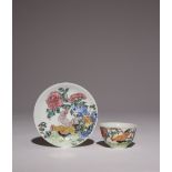 A CHINESE FAMILLE ROSE TEA BOWL AND SAUCER YONGZHENG 1723-35 Brightly enamelled with two cockerels