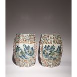 TWO SIMILAR CHINESE CANTON FAMILLE ROSE GARDEN SEATS 19TH CENTURY One hexagonal, the other