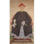 ANONYMOUS (QING DYNASTY) AN ANCESTOR PORTRAIT A Chinese painting, ink and colour on paper, 155cm x