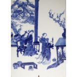 A CHINESE BLUE AND WHITE 'STORY OF THE RED CHAMBER' PLAQUE 19TH/20TH CENTURY Painted with Jia