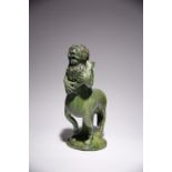 A GREEN GLAZED POTTERY 'CENTAUR' AQUAMANILE 19TH CENTURY Possibly Canakkale or German, the
