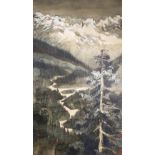 TANG HONG (MODERN) SPRING SCENE IN THE MOUNTAINS OF MONTANA A Chinese scroll painting, ink and