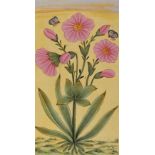 THIRTEEN INDIAN MINIATURE PAINTINGS 19TH CENTURY Four brightly painted flower studies mounted on