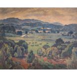 ‡Ethelbert White NEAC, RWS, LG, SWE (1891-1972) Extensive landscape with cattle grazing and hills in