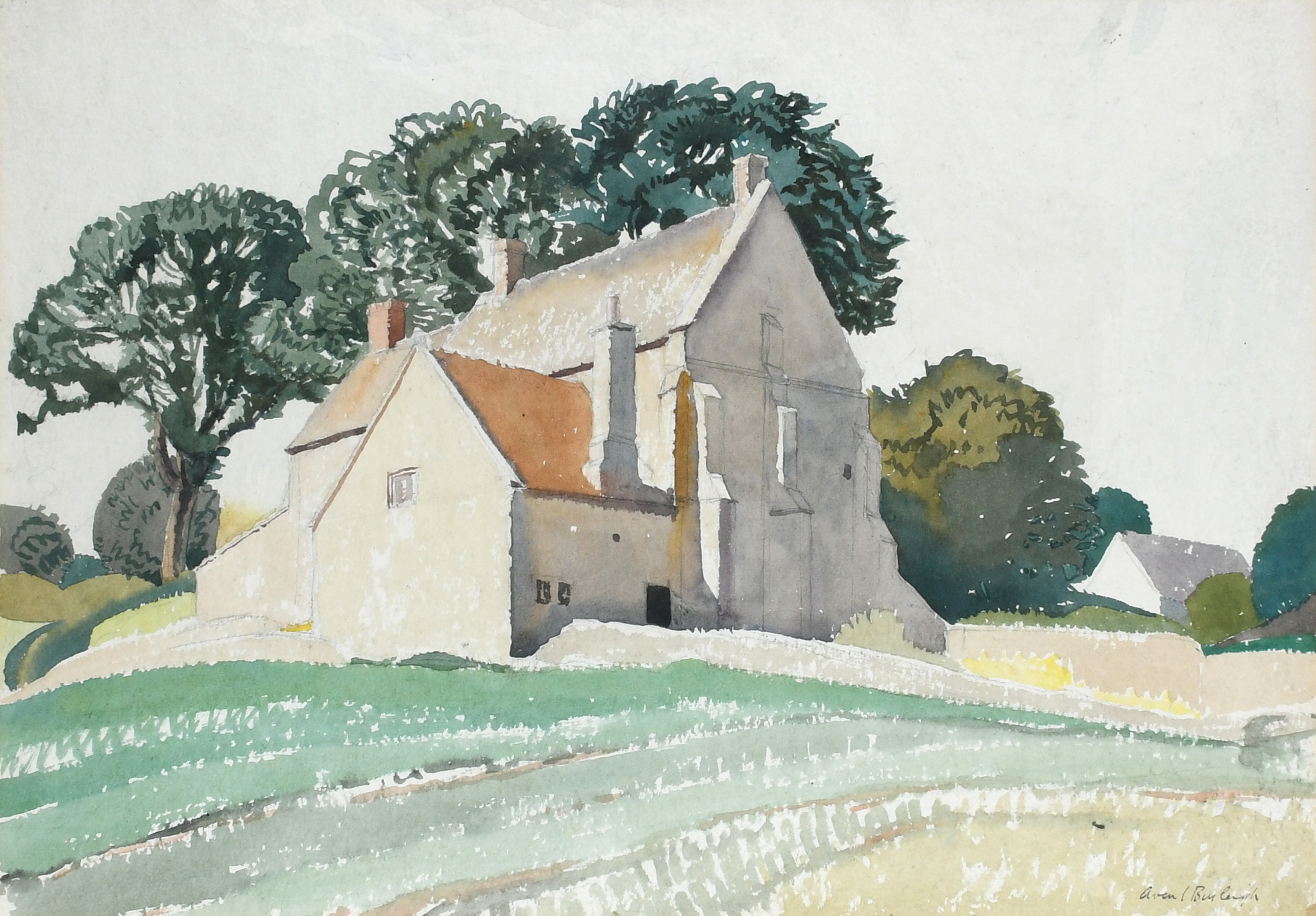 Averil Burleigh (1883-1949) A farmhouse in the Cotswolds Signed Averil Burleigh (lower right) Pencil