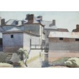 ‡Veronica Burleigh (1909-1999) View of a mill built over a river Pencil and watercolour 26.4 x 36.