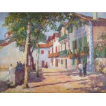 Louis Floutier (French 1882-1936) Street scene in Ciboure Signed Floutier (lower right)