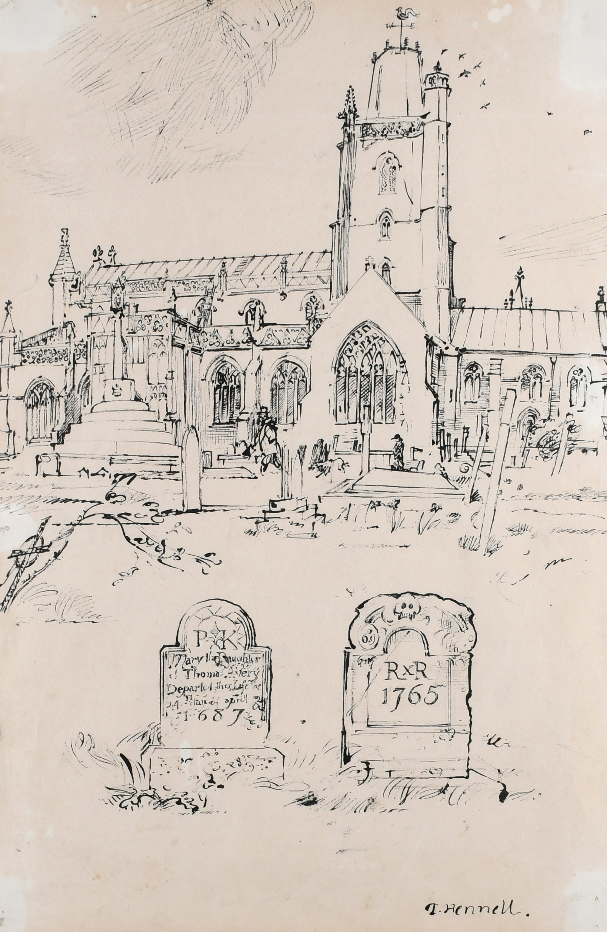 Thomas Barclay Hennell RWS, NEAC (1903-1945) Yatton Church near Bristol Signed T.Hennell (lower