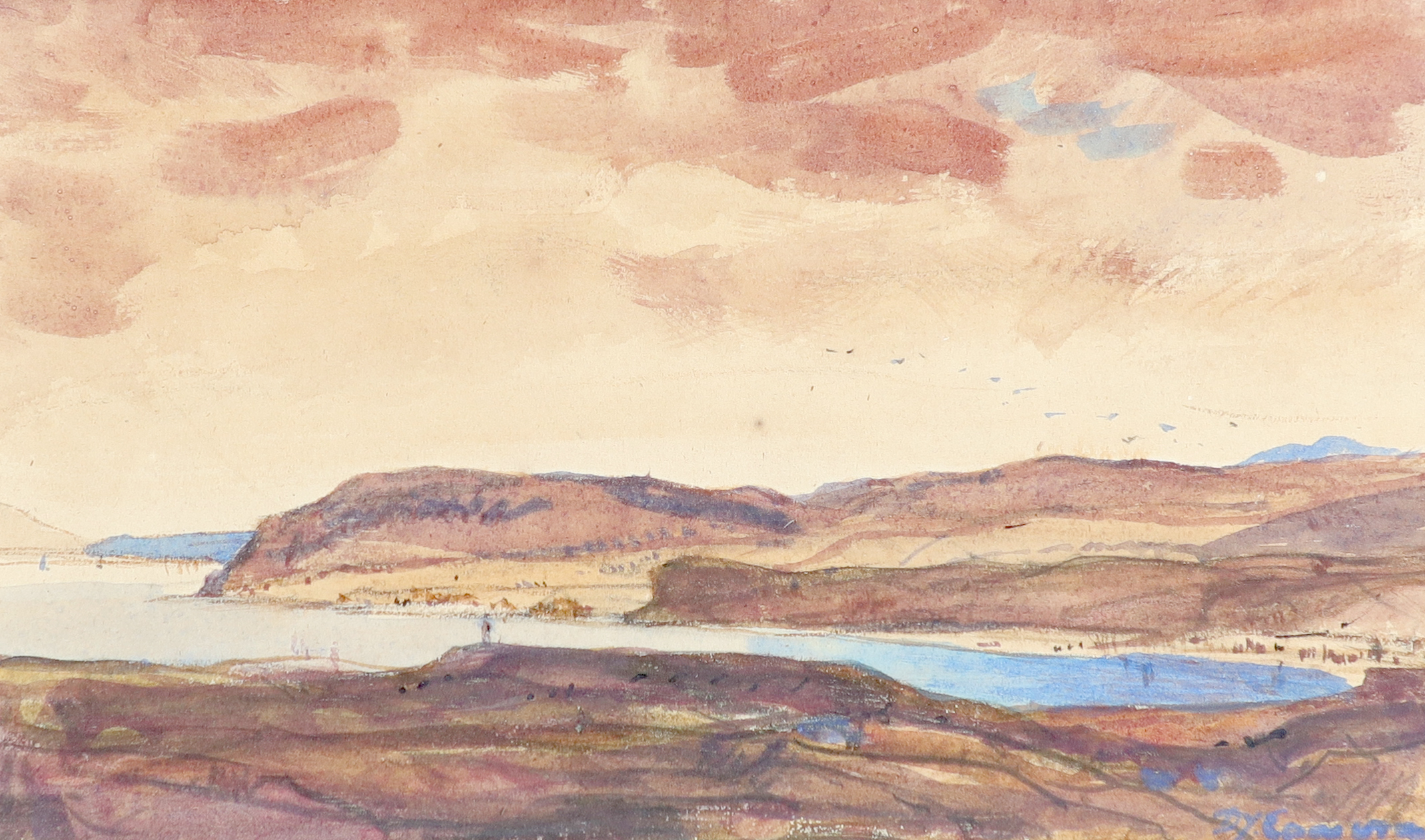 Sir David Young Cameron RA, RSA, RE (Scottish 1865-1945) View of a loch Signed D Y Cameron (lower