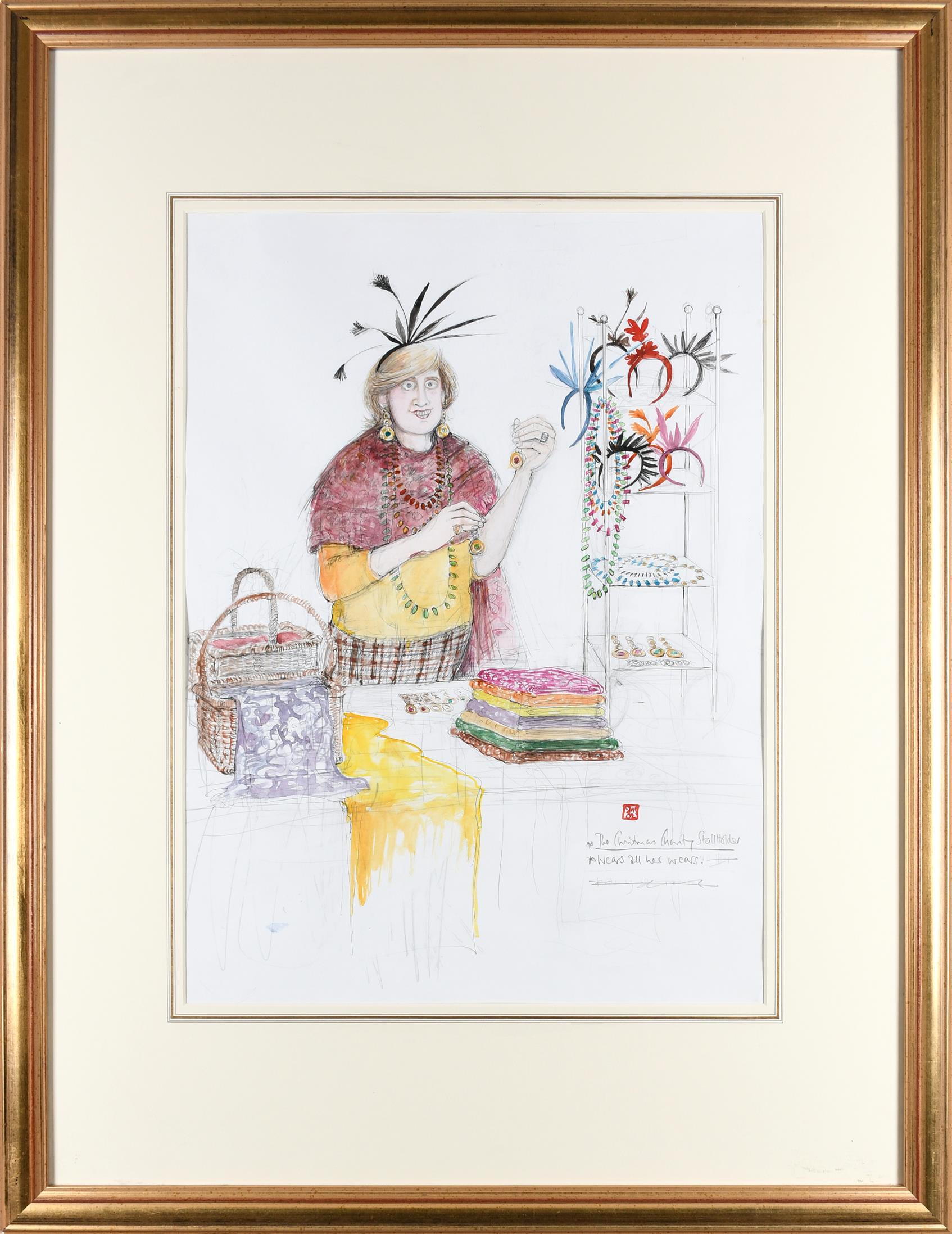 ‡Sue Macartney-Snape (b.1957) The Christmas Charity Stallholder Wears All Her Wears Signed with - Image 2 of 3