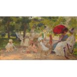 ‡René Achille Rousseau-Decelle (French 1881-1964) Summer in the park Signed R. Rousseau-Decelle (