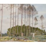 ‡Charles H. H. Burleigh (1875-1956) Landscape with children playing catch Signed C.H.H.Burleigh (