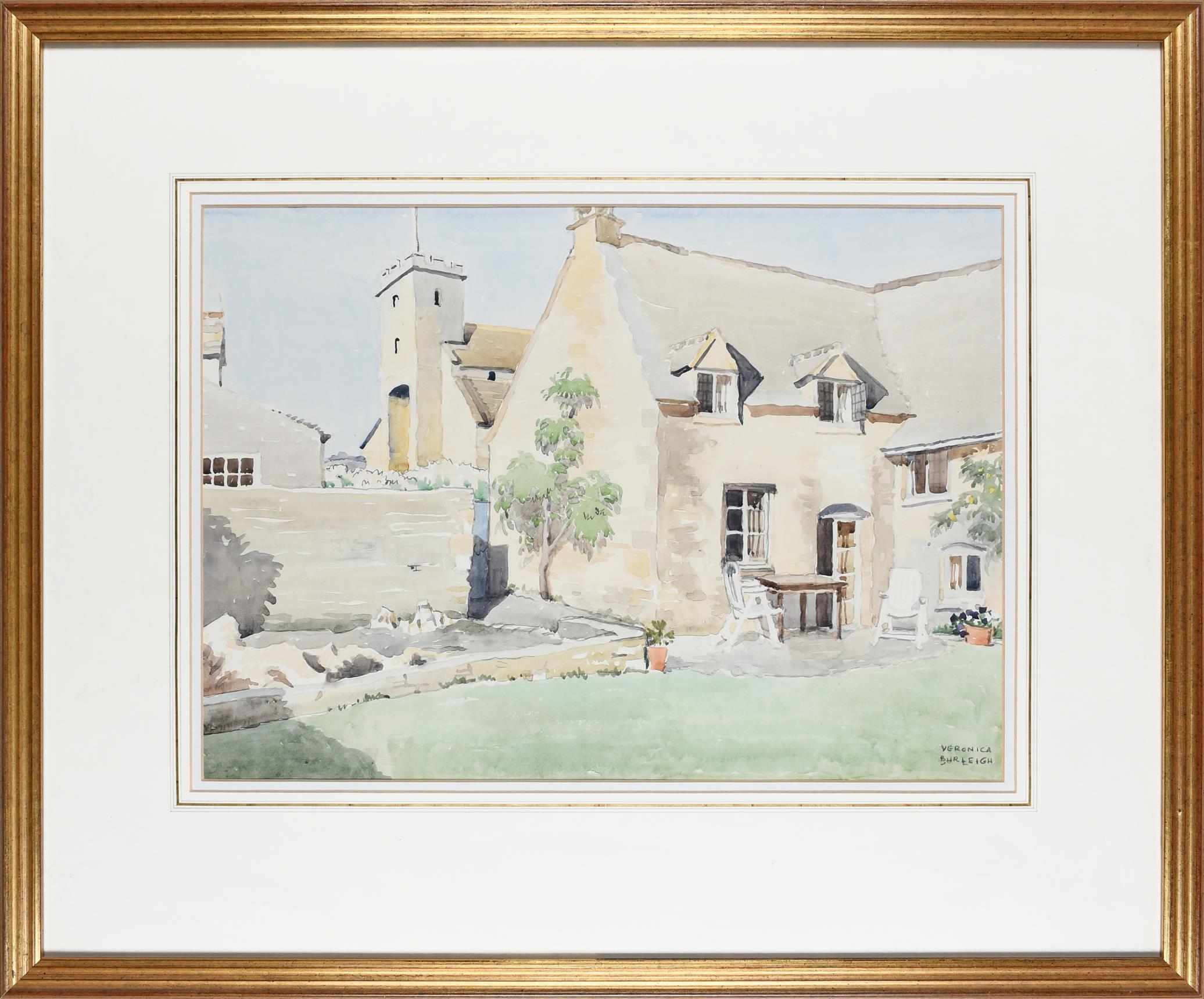 ‡Veronica Burleigh (1909-1999) View of Pebble Court Signed VERONICA BURLEIGH (lower right) Pencil - Image 2 of 3