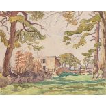 ‡Ethelbert White NEAC, RWS, LG, SWE (1891-1972) Cottage in a landscape Signed Ethelbert White (lower