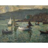 ‡John Anthony Park (1880-1962) The harbour at St. Ives Signed J A PARK (lower left) Oil on board
