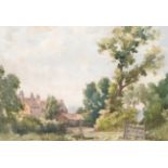 ‡Ethelbert White NEAC, RWS, LG, SWE (1891-1972) Landscape with a farm Signed Ethelbert White (