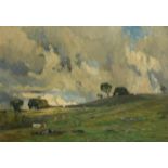 Rex Vicat Cole (1870-1940) Landscape with cattle and groves of trees in the distance Signed REX