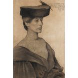 ‡Charles H. H. Burleigh (1875-1956) Portrait of Averil Burleigh (1883-1949), wearing a feathered hat