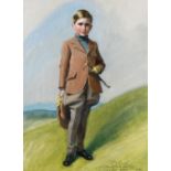 ‡Frank O. Salisbury (1874-1962) Richard Norris, the artist's grandson, standing in a landscape in