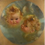 ‡Frank O. Salisbury (1874-1962) Cherubs, in a painted roundel Signed with monogram (lower centre)