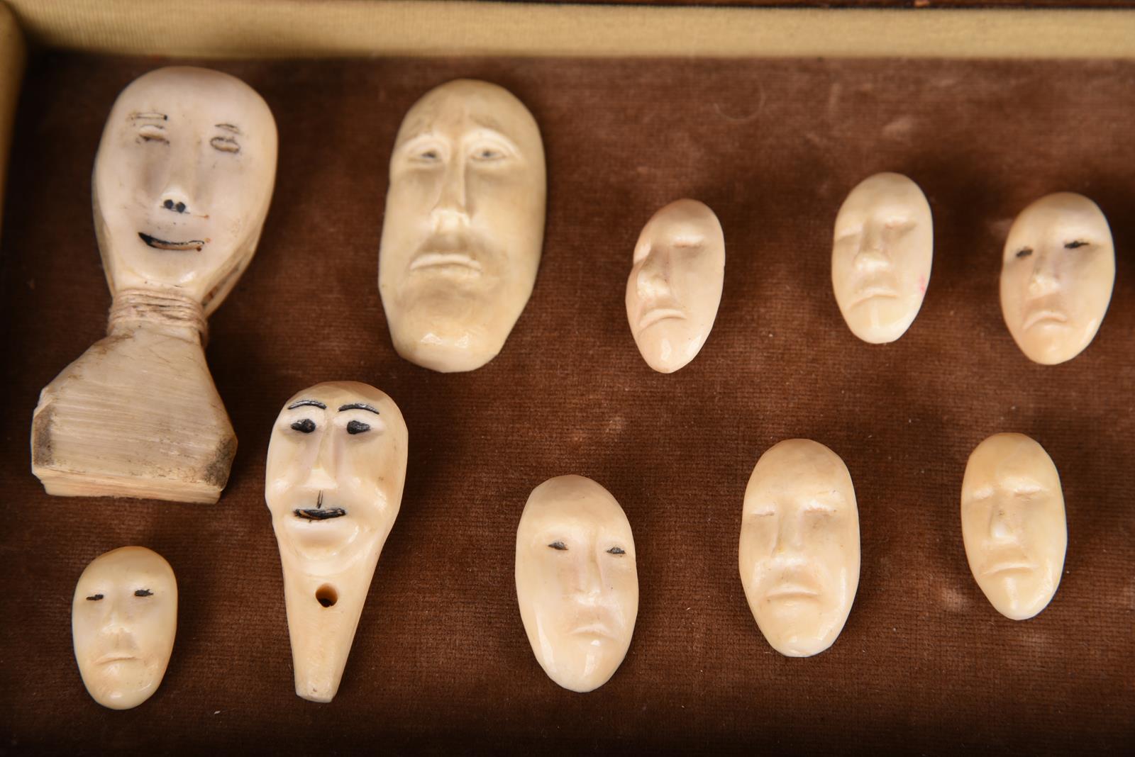 λA collection of Inuit buttons Alaska walrus ivory, including seven carved with human faces, three - Image 3 of 4