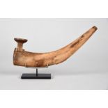 An Inuit pipe Siberia, 19th century maple, the bowl attached with bird quill and with a detachable