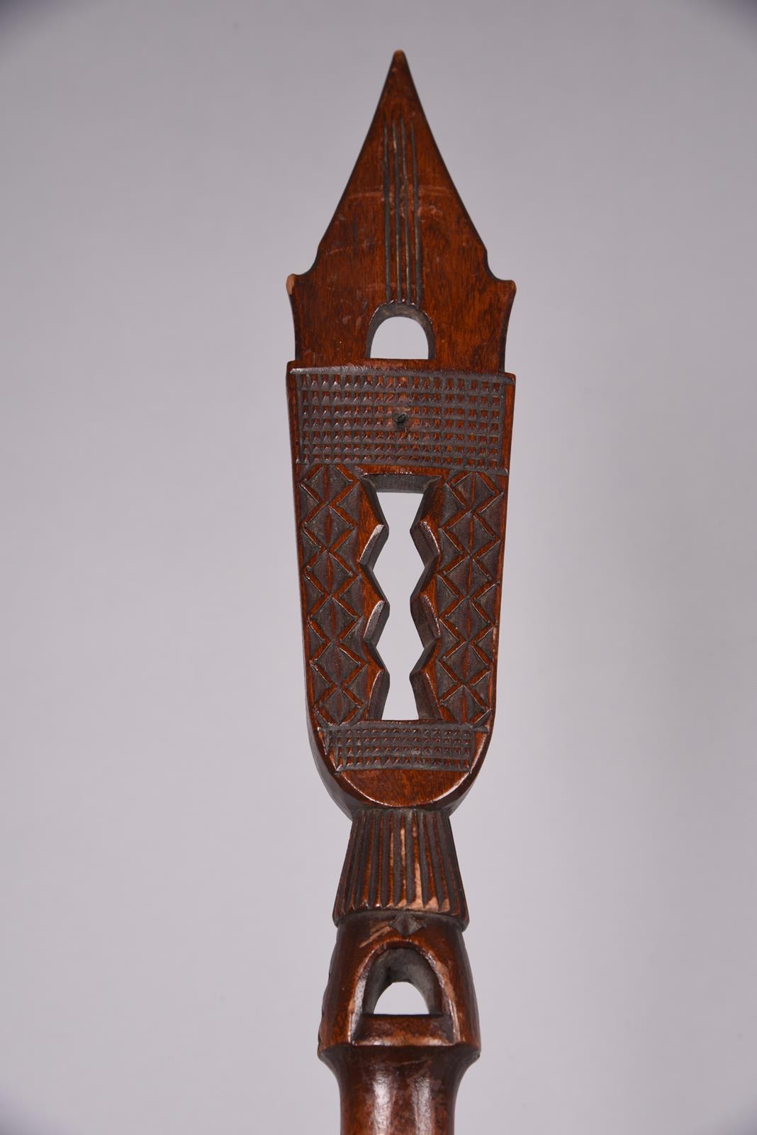 A Duala paddle Cameroon the blade with low relief carving of animals, padlocks, keys, scissors, - Image 5 of 5