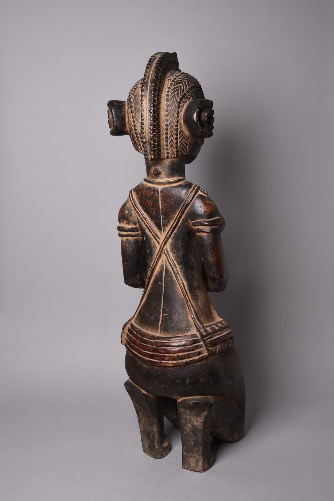 A pair of Baga kneeling offering figures Guinea male and female with metal studs to the heads and - Image 3 of 7