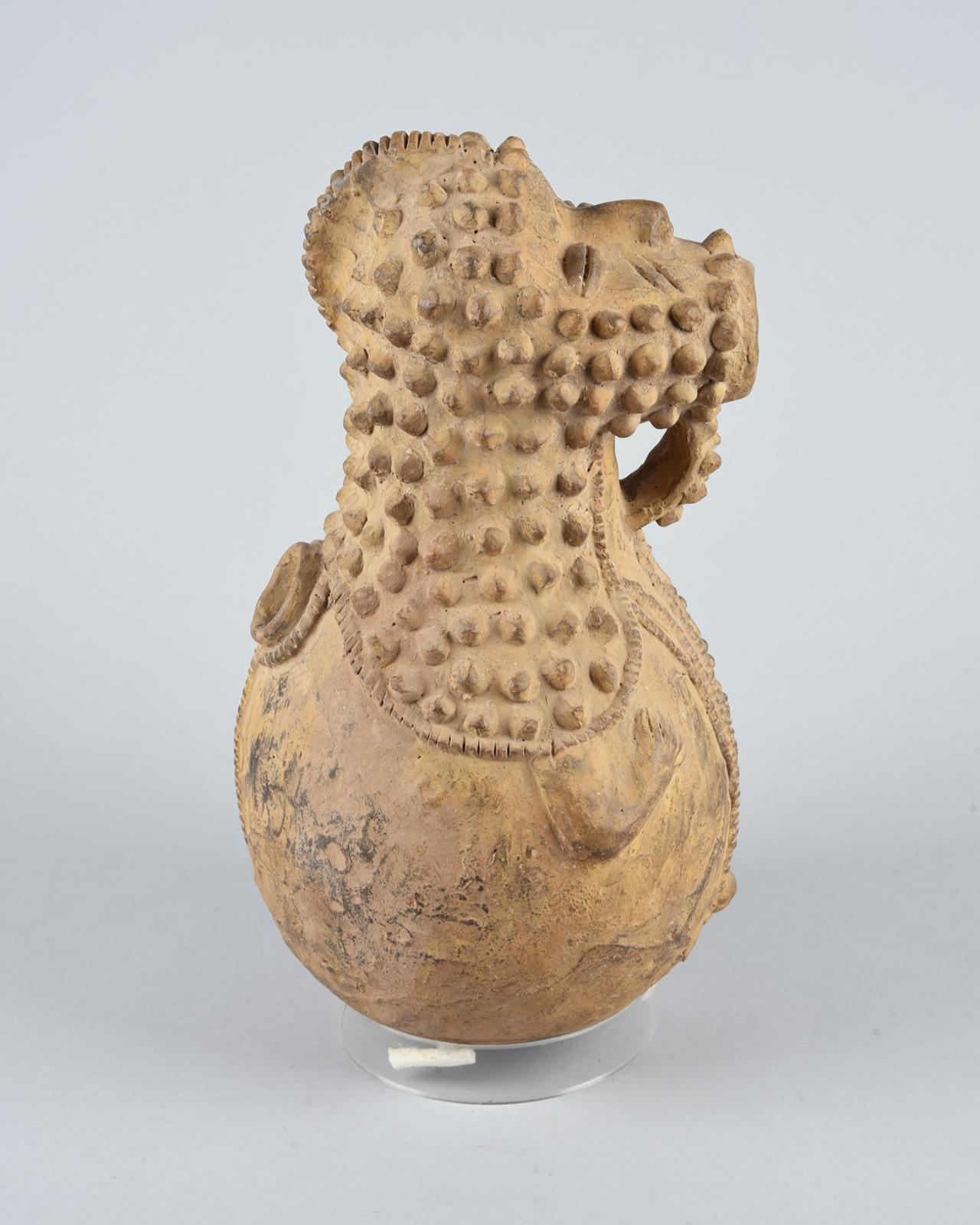 A Ganda spirit vessel Nigeria pottery, of bulbous form with relief decoration and a pair of arms, - Image 4 of 4