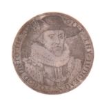 James I, an engraved silver gaming counter, 27.5mm, school of Simon de Passe, facing bust wearing
